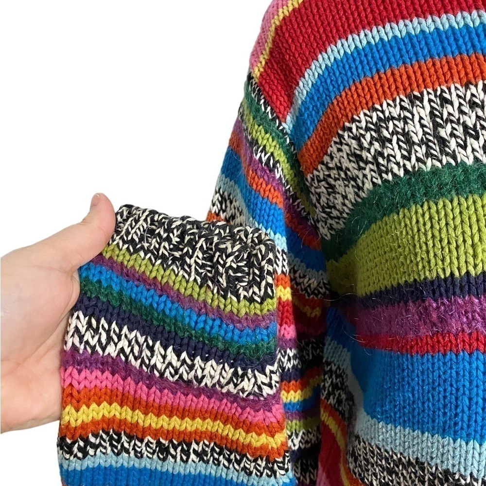 Northern Isles rainbow sweater striped womens size medium crew neck - Picture 4 of 12